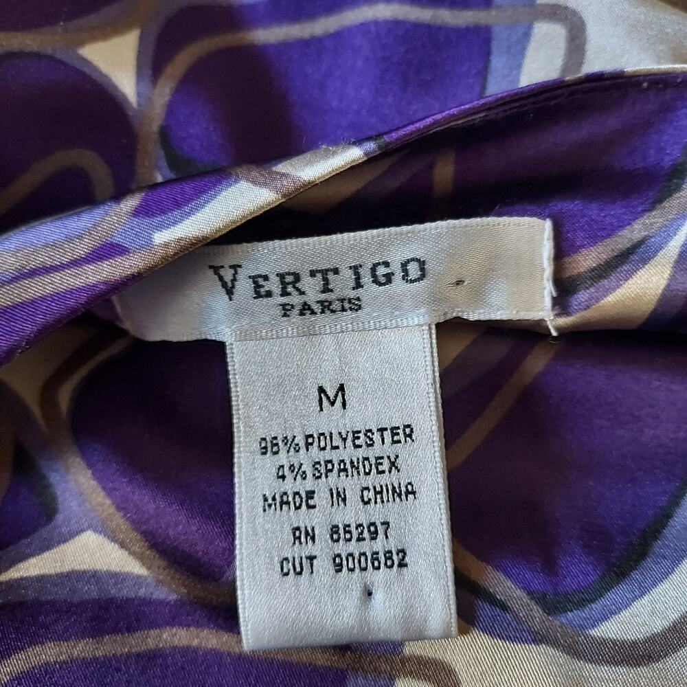 Vertigo Paris Sleeveless A-line Purple Geometric Mini Dress Pockets Size Medium - Picture 7 of 9